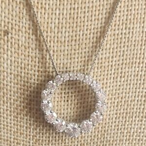 Elegant Sterling Silver Eternity Circle Pendant Necklace